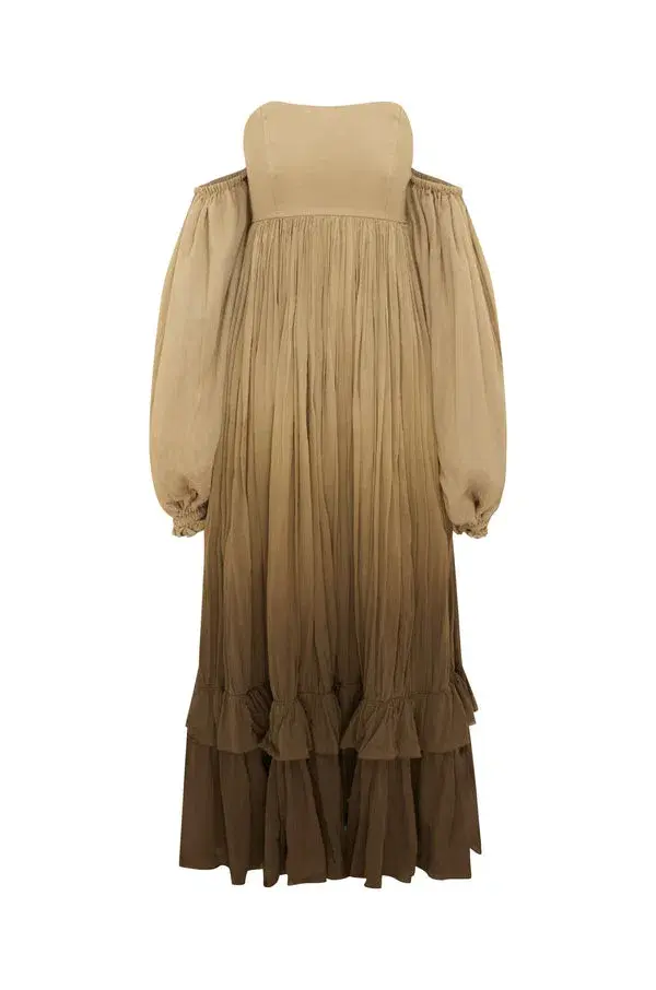 Rooh Collective Poppy Ombre Maxi Dress Brown Multi Size L / AU 12 for rent on The Volte - main image