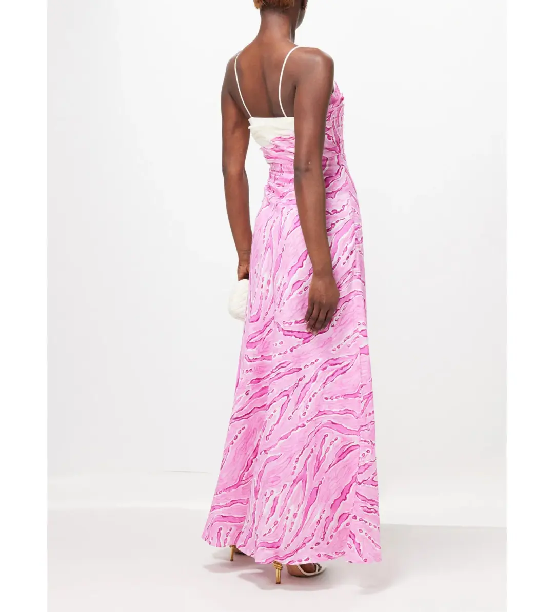 Aje Clarice Draped Linen-blend Maxi Dress Pink Size 6 for rent on The Volte - main image