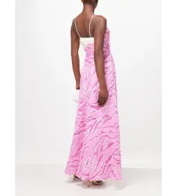 Aje Clarice Draped Linen-blend Maxi Dress Pink Size 6 for rent on The Volte - image 2