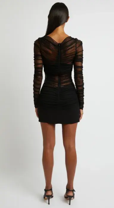 Christopher Esber Semblance Tulle Overlay Mini Dress Black Size 10 for rent on The Volte - main image