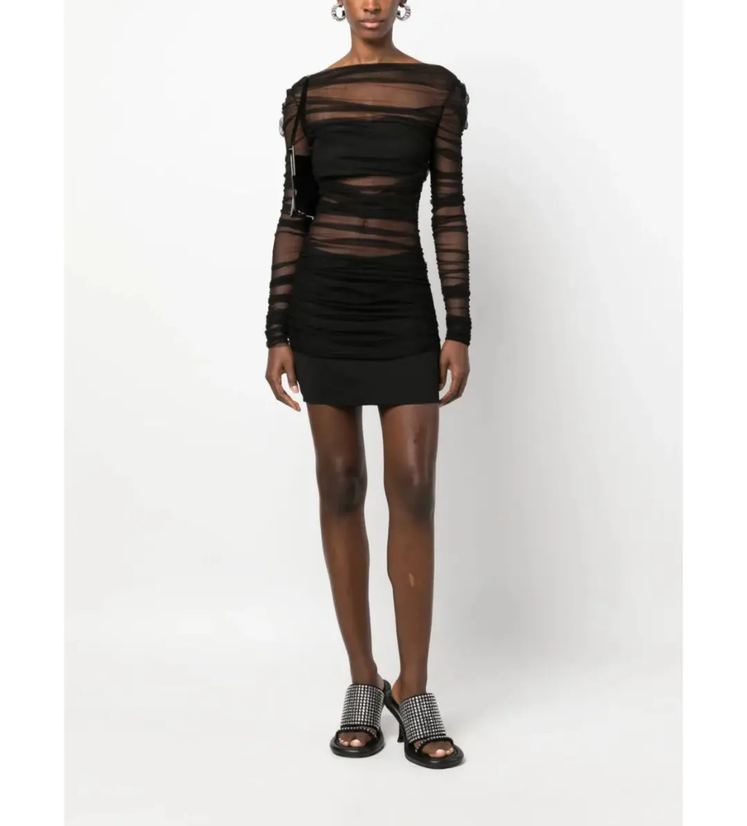 Christopher Esber Semblance Tulle Overlay Mini Dress Black Size 10 for rent on The Volte - main image
