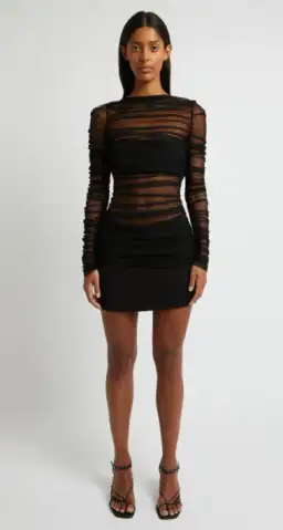 Christopher Esber Semblance Tulle Overlay Mini Dress Black Size 10 for rent on The Volte - image 4