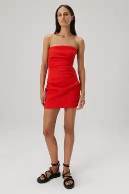 MISHA Alston Crepe Mini Dress Flame Red Size 8/S for rent on The Volte - image 1