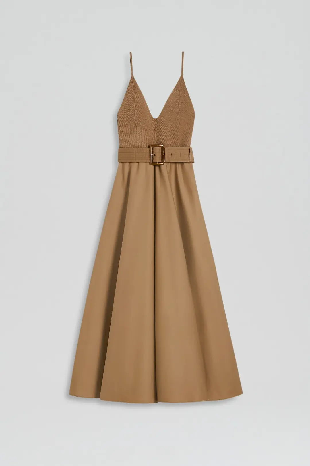 Scanlan Theodore Crepe Knit Camisole Midi Dress Camel Size 8 for rent on The Volte - main image