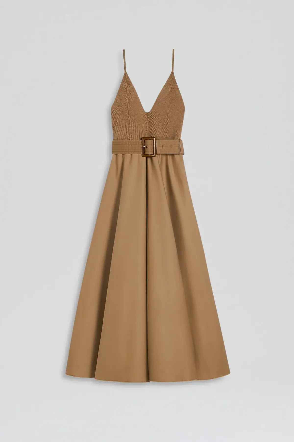 Scanlan Theodore Crepe Knit Camisole Midi Dress Camel Size 8 - Image 4