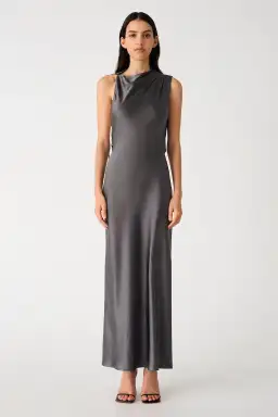 Misha Santana Gloss Satin Maxi Dress in Pewter Size XS / AU 6 for rent on The Volte - image 1