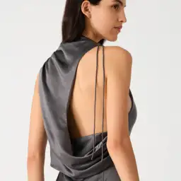 Misha Santana Gloss Satin Maxi Dress in Pewter Size XS / AU 6 for rent on The Volte - image 4