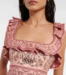 Zimmermann The Matchmaker Frilled Midi Dress in Pink Bandana Size 2 / AU 10 for rent on The Volte - image 3
