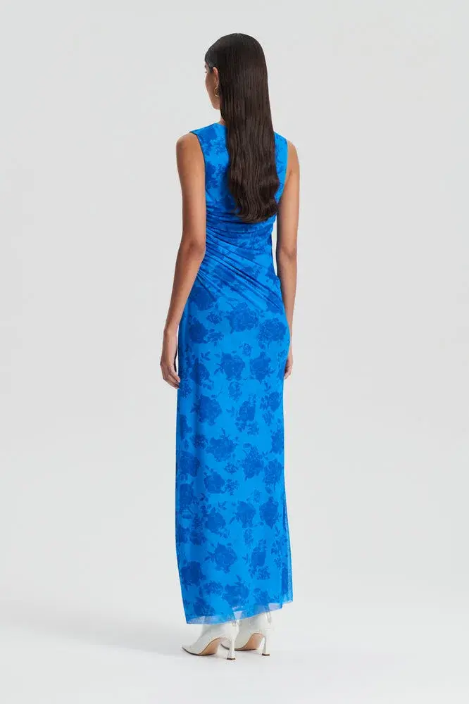 Scanlon Theodore Floral Lace Print Mesh Dress Blue Print Size 10 for rent on The Volte - main image