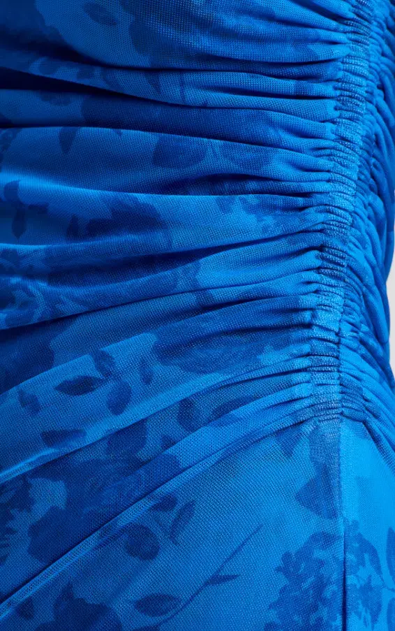 Scanlon Theodore Floral Lace Print Mesh Dress Blue Print Size 10 for rent on The Volte - main image