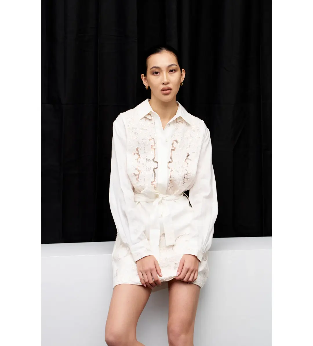 Alemais Pegasus Embroidered Mini Dress White Size AU 8 for rent on The Volte - main image