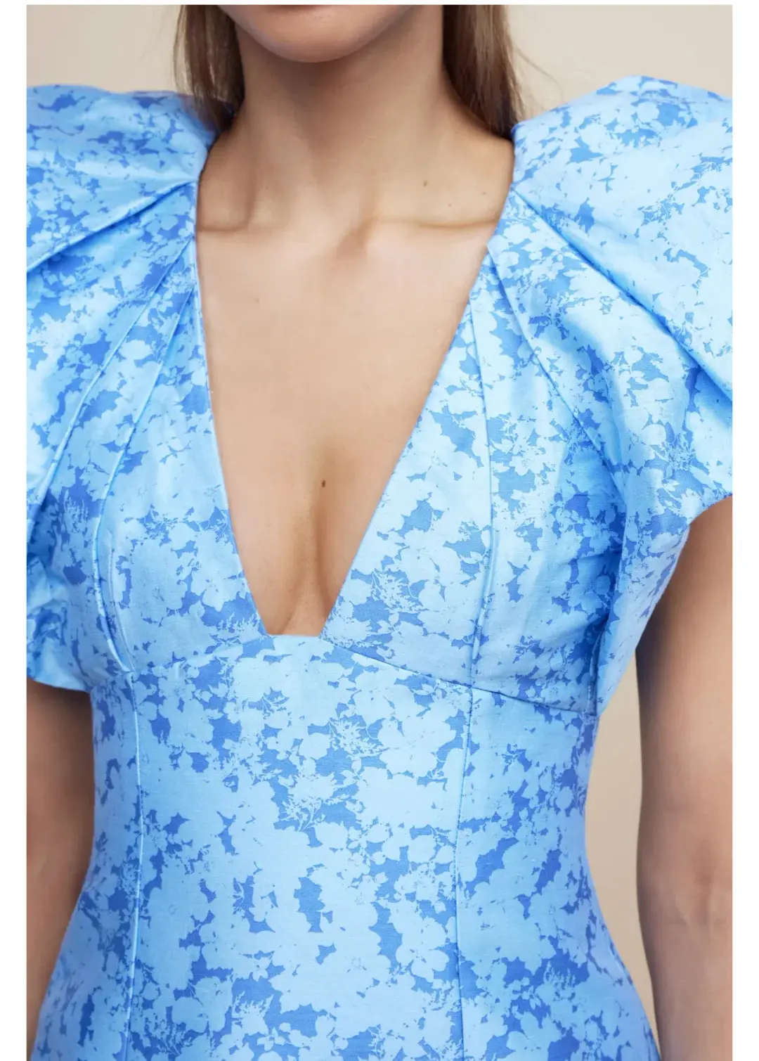 Acler Denare Mini Dress Blue Iris Print Size 8 for rent on The Volte - main image