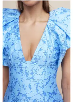 Acler Denare Mini Dress Blue Iris Print Size 8 for rent on The Volte - image 4