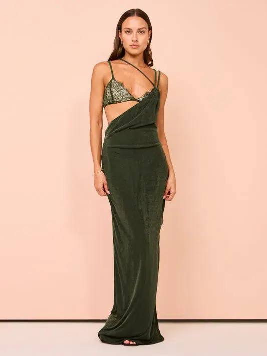 Tojha Alberta Dress in Pesto Size 8 for rent on The Volte - main image