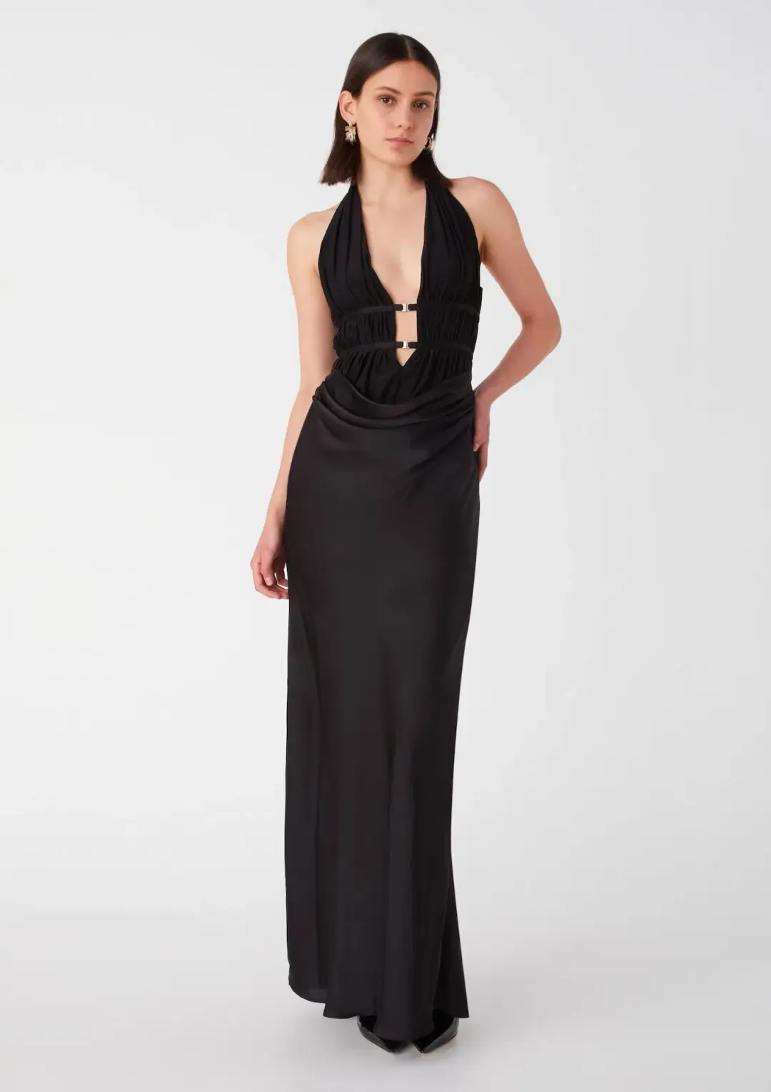 Misha Celine Mesh and Satin Gown Black Size 12 for rent on The Volte - main image