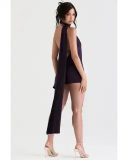 House Of CB Aida Asymmetric Wrap Neck Dress Night Shade Size S / AU 8 for rent on The Volte - image 4