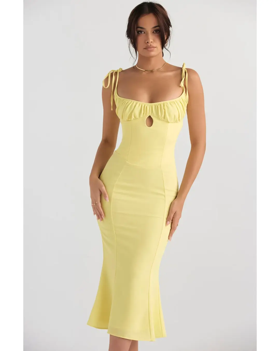 House Of CB Soren Cut Out Midi Dress Buttercup Size AU 8 for rent on The Volte - main image