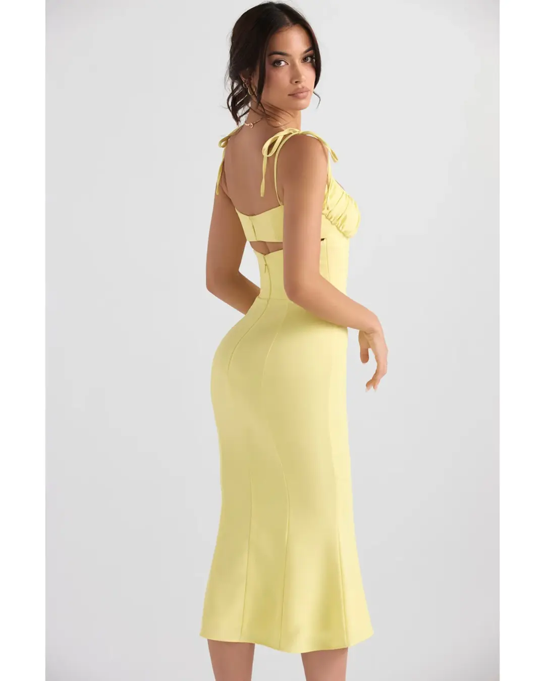 House Of CB Soren Cut Out Midi Dress Buttercup Size AU 8 for rent on The Volte - main image