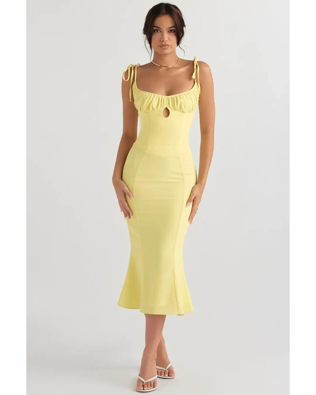 House Of CB Soren Cut Out Midi Dress Buttercup Size AU 8 for rent on The Volte - main image