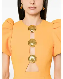Rebecca Vallance Sirene Puff Sleeve Mini Dress Orange Size AU 10 for rent on The Volte - image 3