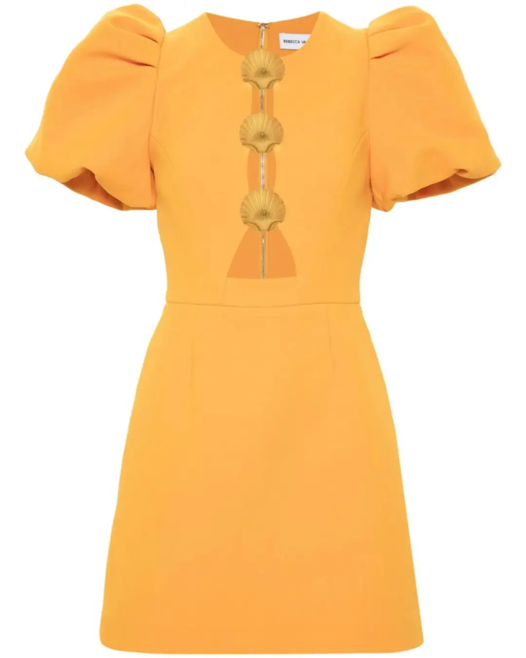 Rebecca Vallance Sirene Puff Sleeve Mini Dress Orange Size AU 10 for rent on The Volte - main image