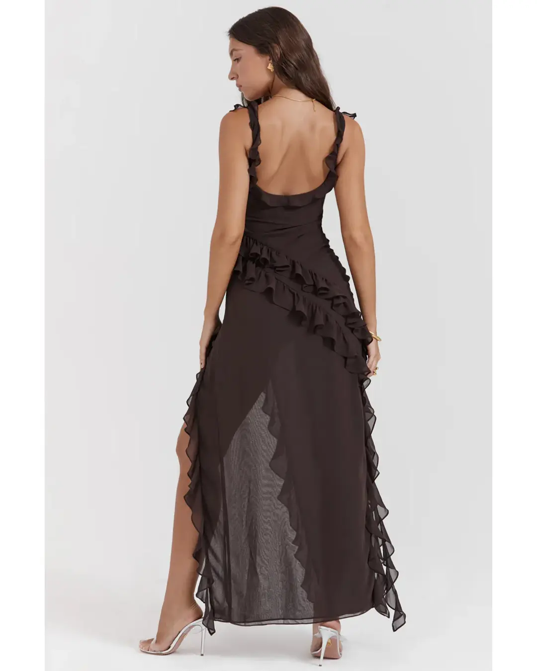 House of CB Ariela Maxi Dress in Espresso Size AU 6 for rent on The Volte - main image