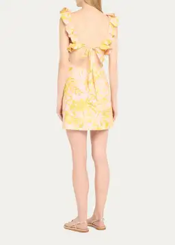 Zimmermann Golden Ruffle Mini Dress Pink/Gold Floral Size 0 / AU 8 for rent on The Volte - image 2