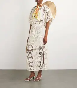 Zimmermann Golden Crochet Lace Top and Skirt Set Ivory Size 0 / AU 8