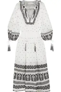 Zimmermann Divinity Midi Embroidered Linen Dress White/Black Size 0 / 8 AU for rent on The Volte - image 9