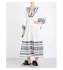 Zimmermann Divinity Midi Embroidered Linen Dress White/Black Size 0 / 8 AU for rent on The Volte - image 4