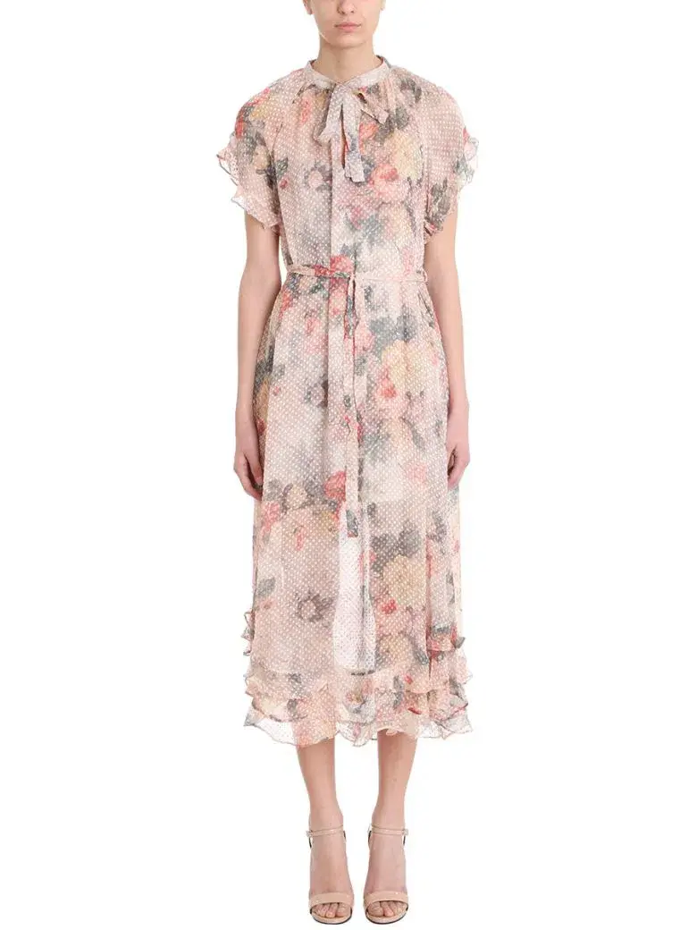 Zimmermann Radiate Cascade Frill Swing Silk Ruffle Midi Dress Floral Size 1 / 10 AU for rent on The Volte - main image