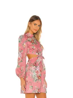 Zimmermann Bellitude Cutout Bow Front Floral Linen Mini Dress Pink Size 0 / 8 AU for rent on The Volte - image 5