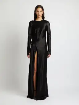 Christopher Esber Palladium Long Sleeve Tuck Dress Black Size 8 for rent on The Volte - image 1