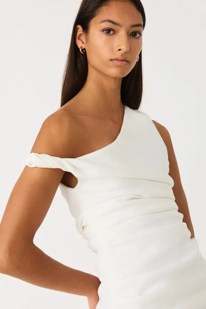 MISHA Alaska Crepe Midi Dress White Size 8 for rent on The Volte - main image