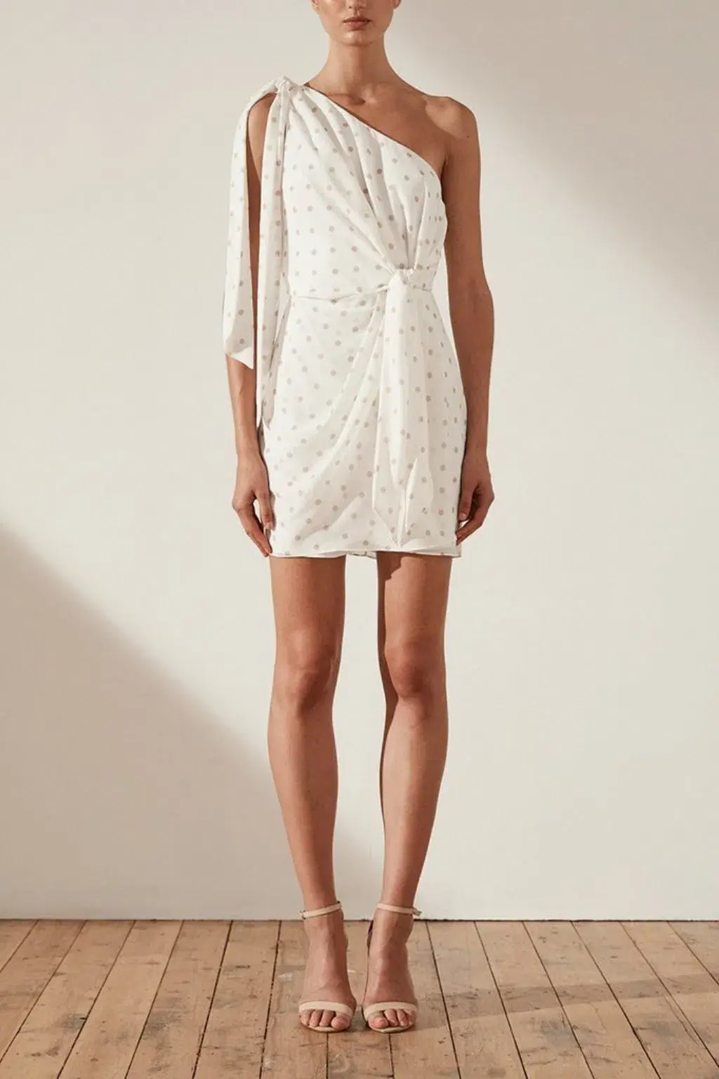 Shona Joy Tie Front One Shoulder Mini Dress Print Size 10 - Image 1