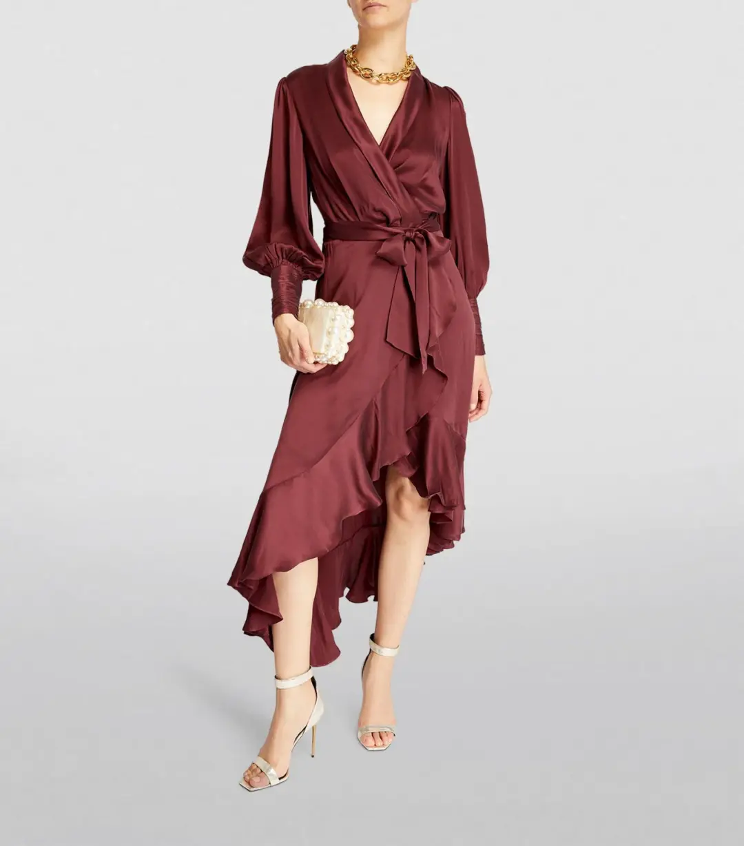 Zimmermann Espionage Wrap Dress Burgundy Size 1 /AU 10 for rent on The Volte - main image