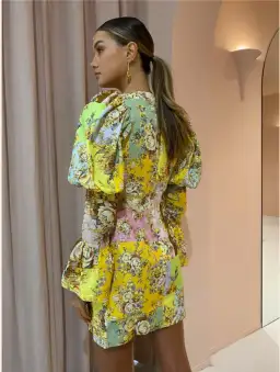 Alemais Matilde Puff Sleeve Mini Dress in Multi Size 10 for rent on The Volte - image 3