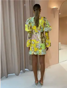 Alemais Matilde Puff Sleeve Mini Dress in Multi Size 10 for rent on The Volte - image 2