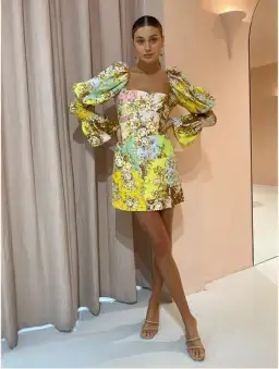 Alemais Matilde Puff Sleeve Mini Dress in Multi Size 10 for rent on The Volte - image 1