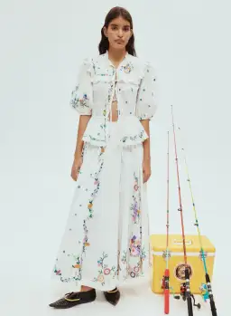 Alemais Willa Embroidered Blouse and Skirt Set Floral Size 14