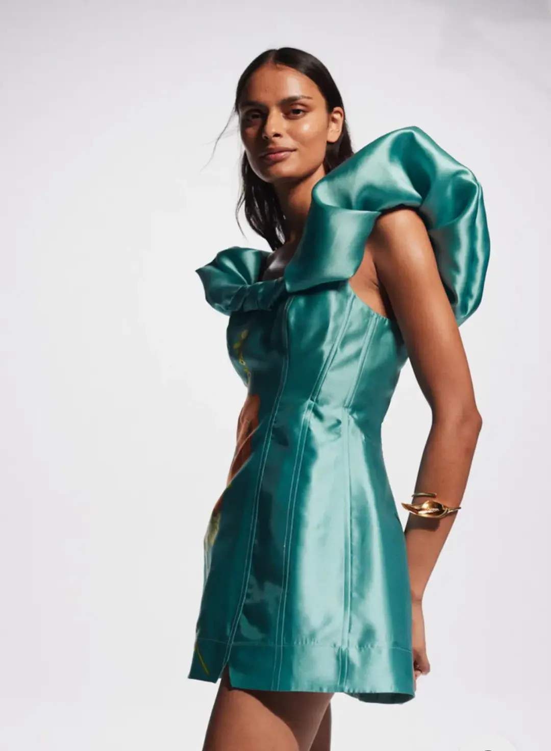 Alemais Regent Mini Dress Jade Green Size 16 for rent on The Volte - main image