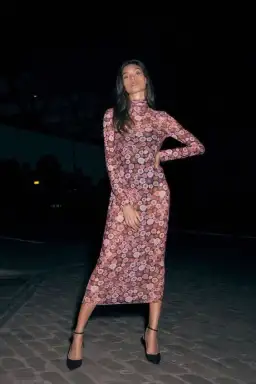 Scanlan Theodore Floral Mesh Dress Pink Size 8 for rent on The Volte - image 2