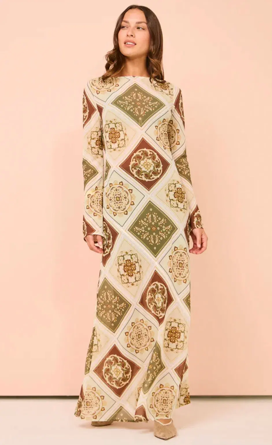 Hansen & Gretel Sundra Slip Dress in Evergreen Tile Size XL / AU 12 for rent on The Volte - main image