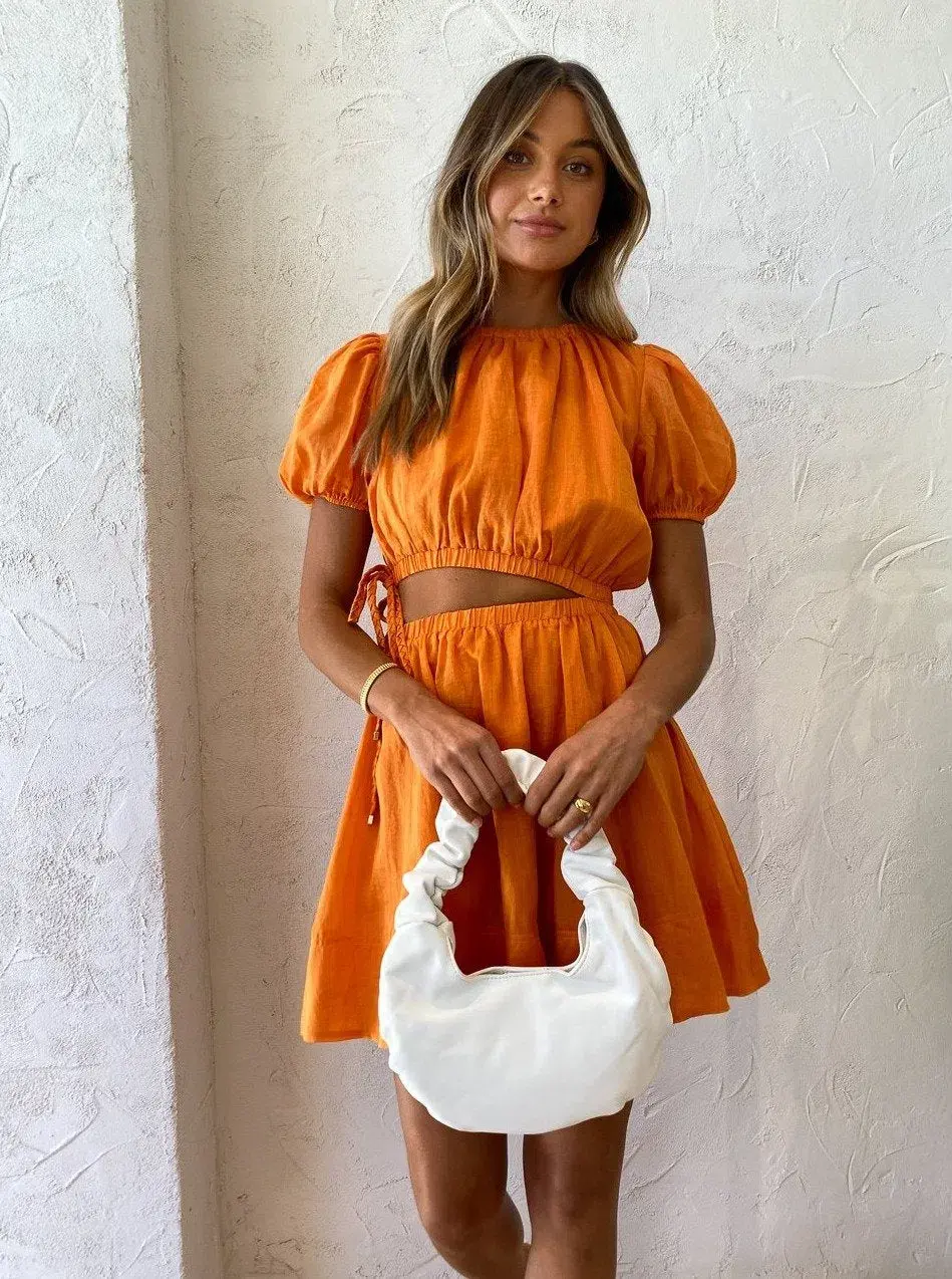 New Romantics Lavender Mist Mini Dress in Marigold Size 12 for rent on The Volte - main image