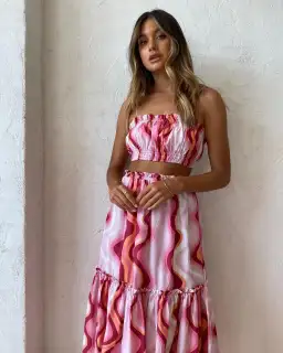 Steele Cameron Bustier & Austin Skirt Set in Groovy Print Size L / AU 12 for rent on The Volte - image 2