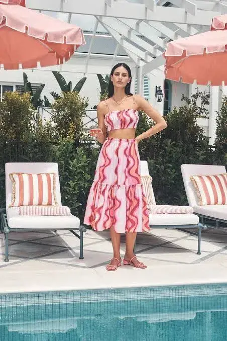 Steele Cameron Bustier & Austin Skirt Set in Groovy Print Size L / AU 12 for rent on The Volte - main image