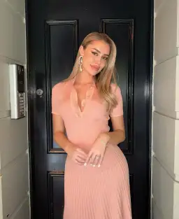 Zimmermann Natura Metallic Polo and Midi Skirt Set Peach Size 0/AU 8 for rent on The Volte - image 3