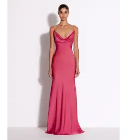 Alex Perry Bikini Cowl Drape Gown In Satin Pink Size 6 for rent on The Volte - image 1