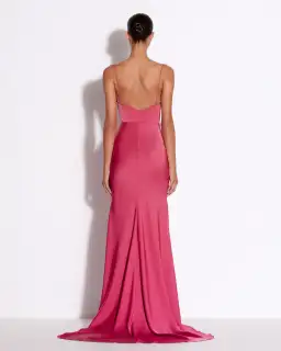 Alex Perry Bikini Cowl Drape Gown In Satin Pink Size 6 for rent on The Volte - image 2