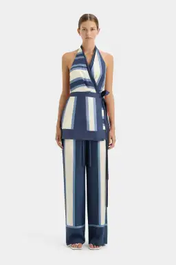 Sir the Label Dazed Wrap Halter Mini and Relaxed Pant Set in Studio Print Size 8 for rent on The Volte - image 1